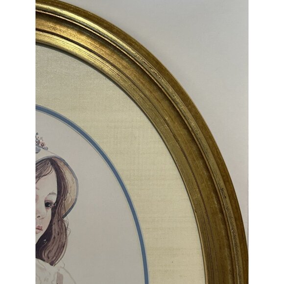 Jan Hagara Oval Frame Matted Art Girl & Doll Romantic Victoriana ‘77 Cottagecore - Picture 12 of 16